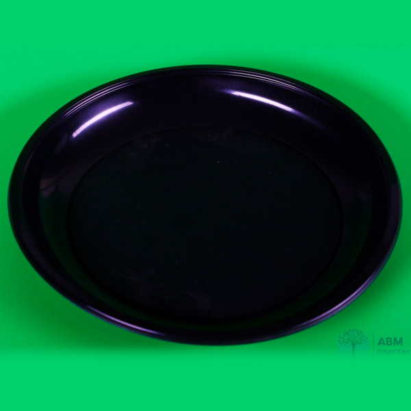 Тарелка одноразовая (ПП) 165 мм PLMA BLACK (1400 шт/кор)